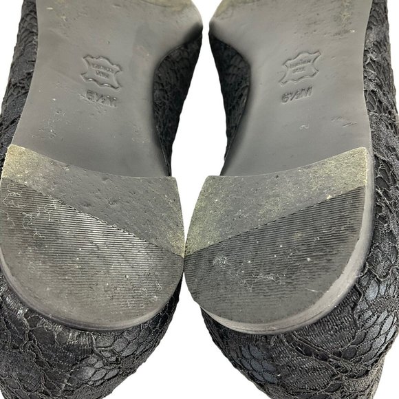 Tory Burch Shoes Womens Sz 6.5 Blk Chandra Loafer Satin + Fabric Lace Flat - Picture 12 of 16